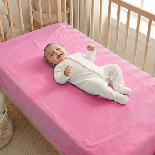 Image of Btag Baby Waterproof, Super Soft Fast Drying Mattress Protector | Extra Absorbent, Anti-Itching Sheet for New Born,Toddler (Size 100x140 cm, Pack of 1, Rose)