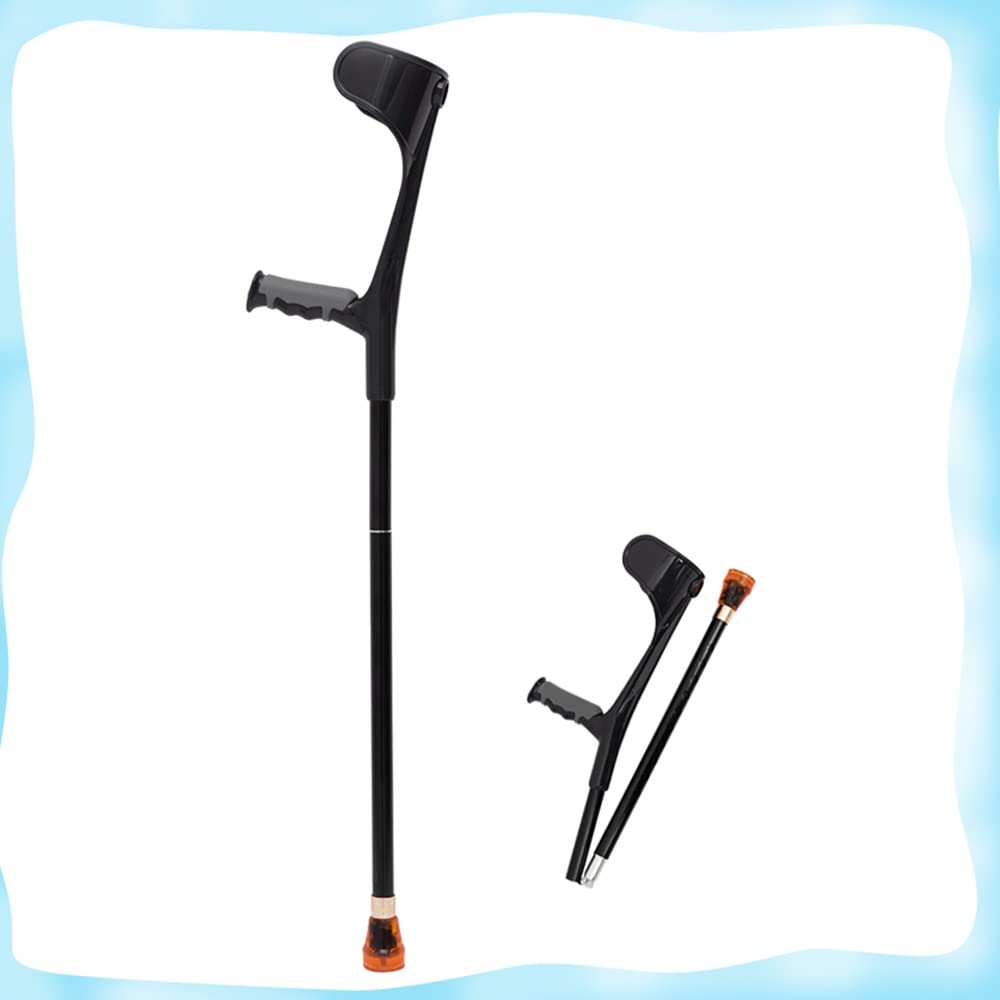 KADEUX Muletas De Aluminio para Adultos, Muletas Plegables para El Antebrazo Muleta De Viaje Muletas De Codo De Viaje, Muletas Juveniles Andador Portátil, Ajustable En Altura, Negro (Color : Black)