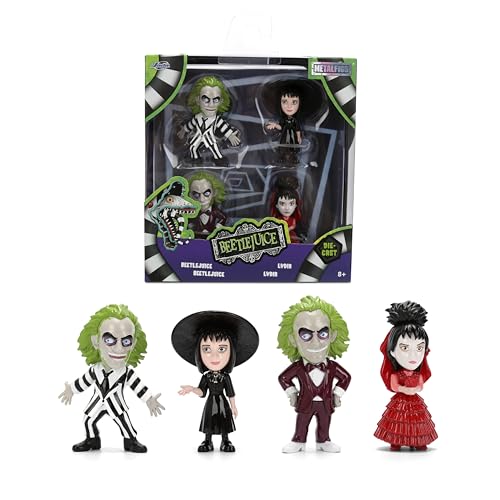 Jada Beetlejuice Metalfigs 4-Pack Movie Collectible Figures 2.5-Inch Scale – Beetlejuice, Lydia, Wedding Variants Toys