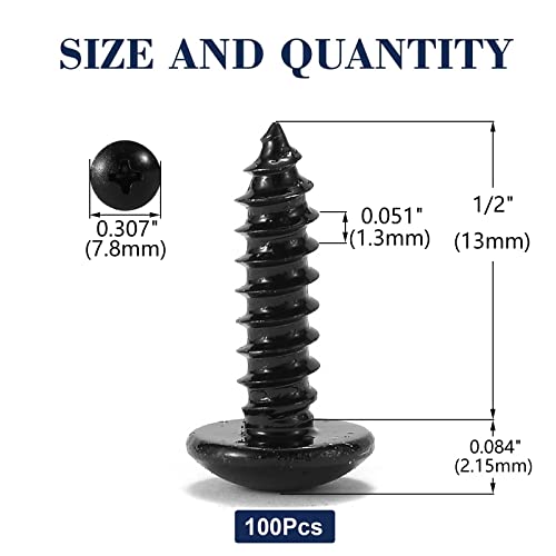#6 x 1/2" Wood Screw 100Pcs Truss Head Phillips 18-8 (304) Stainless Steel Fast Self Tapping Screws Black Oxide by SG TZH by SG TZH - Image 2