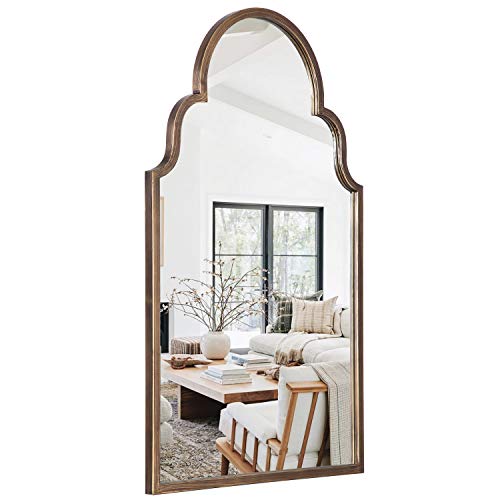 Vvk Wall Mirror In Vintage Golden With Decorative Metal Frame, 39" Accent Mirror, Wall Mounted Mirrors Bronze Metal Frame Perfect For Your Kitchen, Bedroom, Stairways, Entry Way And For Living Rooms #TOP14