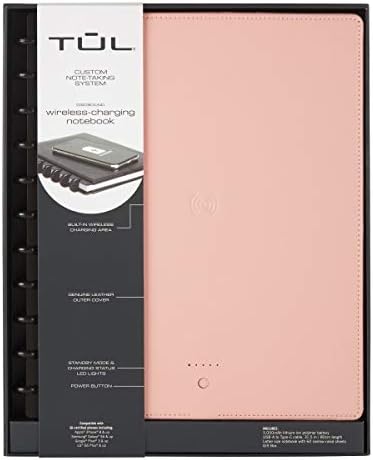 TUL Wireless Charging Discbound Notebook, Leather Cover, Letter Size, Blush