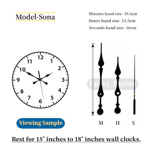 Image of Black Metal Clock Hands Replacement Set I Metallic Needles for DIY Wall Clocks Making, Resin Art & Crafts (Set of 1)