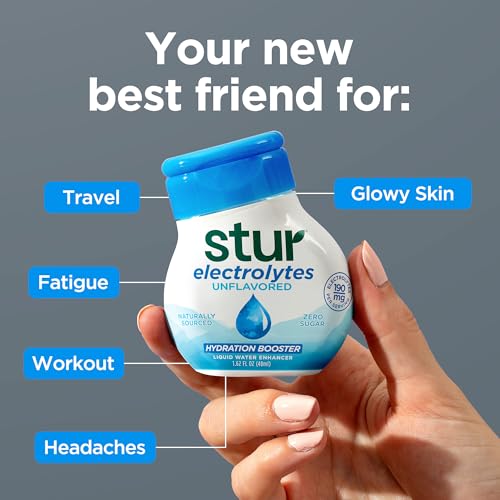 Image of Stur Electrolyte Drops | Source of B Vitamins for Instant Hydration | No Sugar, No Sweeteners | Zero Calories | Unflavored Liquid Water Enhancer | Vegan & Keto Friendly | 5 Bottles (Makes 160 Drinks)