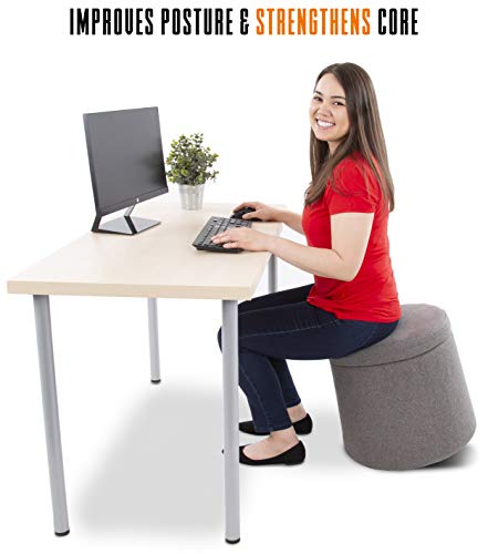 Image of Stand Steady Wobble Ottoman by Joy - Gray Active Motion Rocking Stool with Compartment and 360 Degree Swivel - Storage Pouf with Removable Lid Great for Home, Office, Waiting Room, Nursery and More