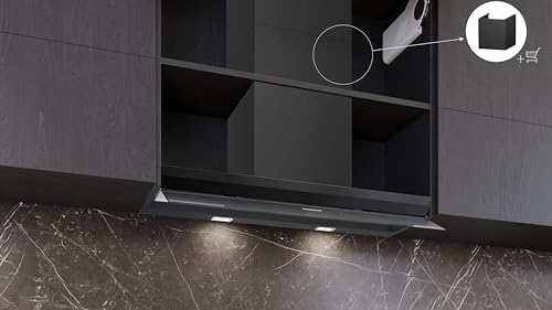 Siemens LJ97BDP60 iQ500, Integrierte Designhaube, 90 cm, Made in Germany, Nahtlose Integration, iQdrive Motor, Intelligente Dunstabzugsautomatik, Glasschirm, Klarglas schwarz bedruckt, Mattschwarz