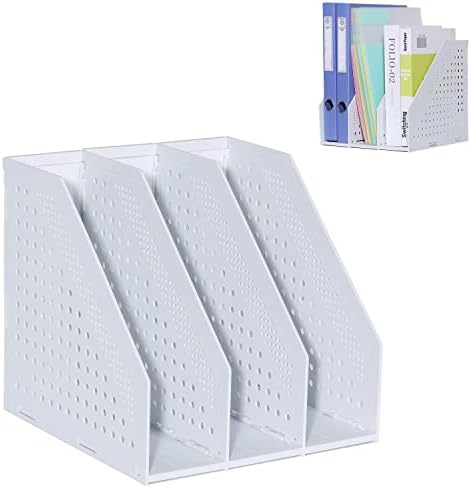 Porte-revues A4 Pliable En Plastique – Organiseur Bureau 4 Compartiments, Gris, Rangement Documents, école