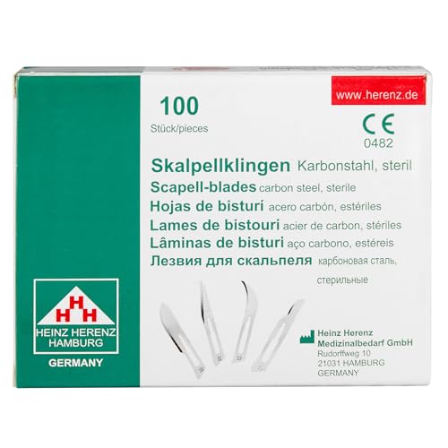 Shehadeh - 100 Stück sterile Skalpellklingen Figur 10 für Skalpellhalter Nr. 3 - Extrem scharf