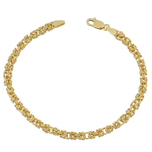 Image of Kooljewelry 10k Yellow Gold Byzantine Link Bracelet (3.5 mm, 7.5 inch)