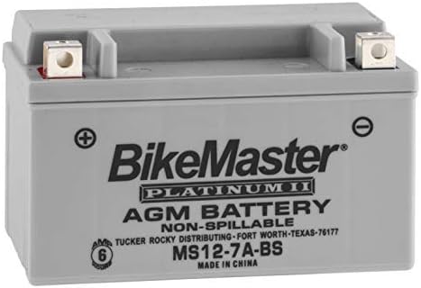 BikeMaster AGM Platinum II Battery MS12-7A-BS for Honda TR200 Fat Cat 1987