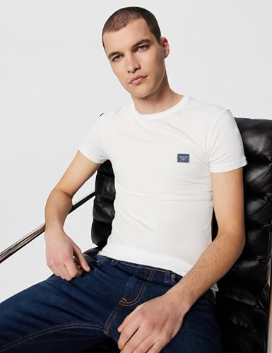 Herren Shiny Logoband Crew Neck T-Shirt Weiß L Slim Fit, weiß, L – Ansicht 2
