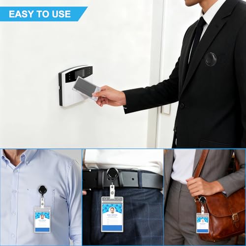 50 Pack ID Badge Holders with 50 Pack Retractable Badge Reel Clips, Clear Vertical ID Card Holder with Badge Reel, ID Badge Clip with Name Card Holder by Czcezoe - Image 6