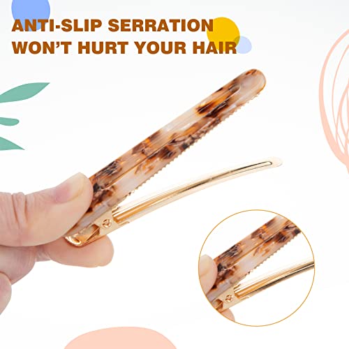 Cobahom 6 Pack 3.26 Inch Duckbill Hair Clips, Leopard Print Hair Pins Chic Tortoise Shell Hair Barrettes For Women And Girls (3 Beige + 3 Dark Brown) #TOP3