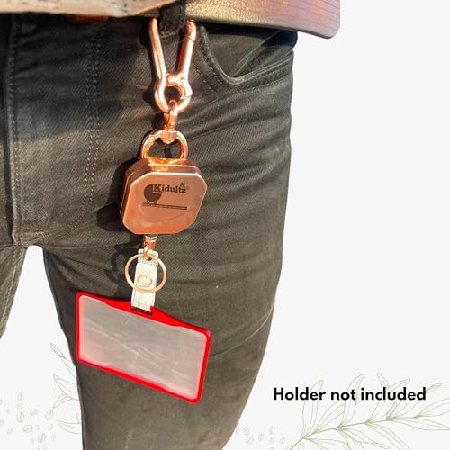 Image of Heavy Duty Metal Zinc Alloy I'd Card Retractable Black Stylish Badge yoyo Reel, Key Chain Holder Belt Clip Pull Cord with 27.5 inch Steel Cable (Gold)
