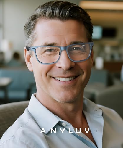 Image of ANYLUV Blue Light Glasses Men, Relieve Eyestrain and Eye Protection, Al-Mg Metal Computer Blue Light Blocking Glasses