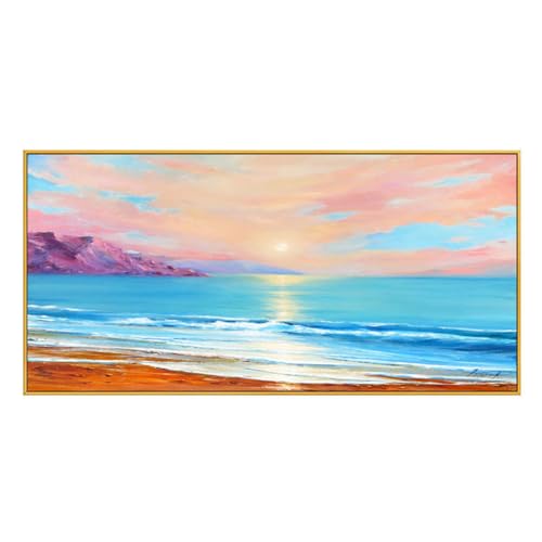Art mural abstrait SAAKO grand format paysage de bord de mer pour salon zen