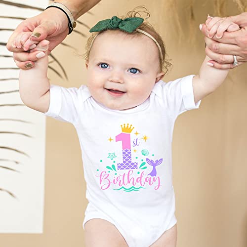 Mermaid first birthday shirt under the sea 1st birthday shirt mermaid one birthday party cute girl birthday shirt3