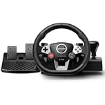 VooFun Volant Racing Compatible pour PC/ PS4/ Switch/ PS3/ Xbox One/Xbox 360, Volant PC Gaming avec Pédales, 270 Degrés, Boutons Programmables, Retour de Vibration, Noir