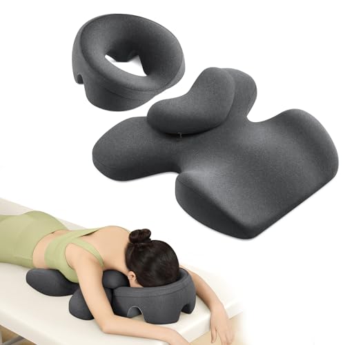 OSZZT Prone Massage Pillow, a Chest and face Support Sleep Pillow, is Suitable for Massage, SPA and Sleep. Face Down for Eye Surgery， After Surgery for Sleeping (Dark Grey)