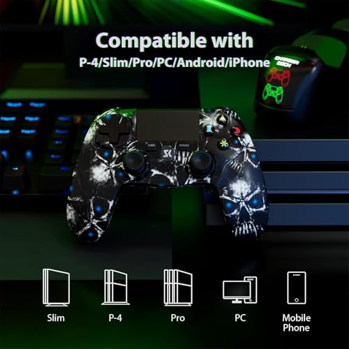 CHENGDAO Wireless Controller für PS4, Game Controller für PS4/Pro/Slim/PC, Gamepad mit Dual Vibration, 6-Achsen Gyro sensor, Schwarz – Bild 6