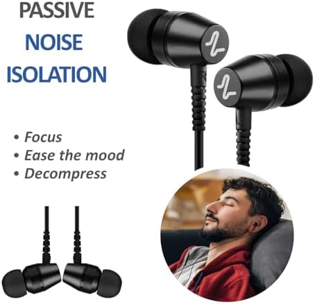 LUDOS OMNITONE Wired Earbuds in-Ear Headphones, Earphones with Microphone, 5 Years Warranty, Noise Isolation Corded for 3.5mm Jack Ear Buds for iPhone, iPad, Samsung, Computer, Laptop, Gaming, Sports — view 4