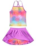 Girl Swimsuit Size 9 10 Tankini Adjustable Bathing Suit Hawaii Swimwear Quick Dry Pink