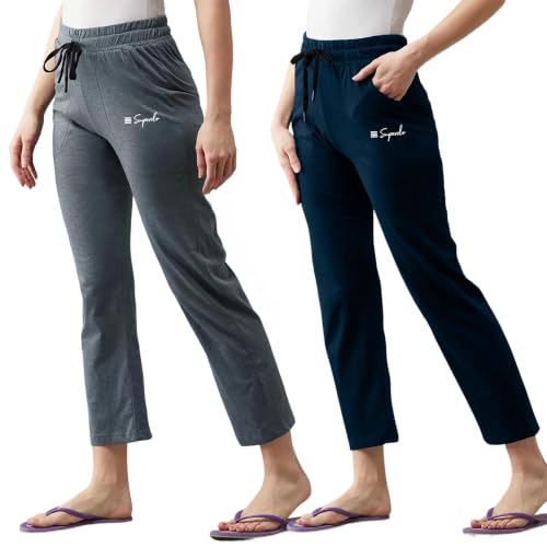 Image of Pinkmint Women Pure Cotton Casual Style Pyjamas Combo Pack Of 2 With Side Pockets
