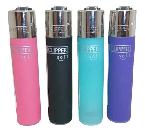 4X Clipper Gas Flint Lighters - Original, Refillable and Reusable - Soft Touch Collection