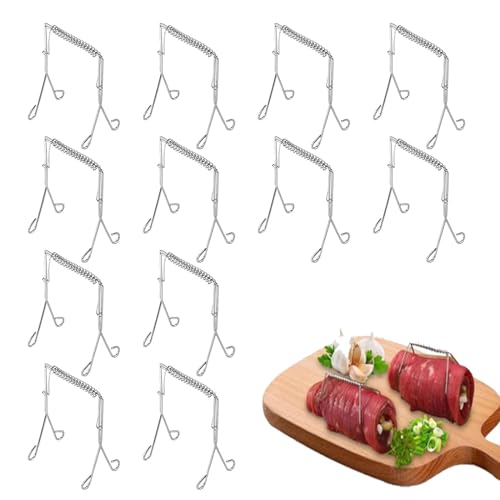 12 Stück Rouladenklammern Rouladenklammern aus Edelstahl Roladenklemme Kohlrouladen Klammern Wiederverwendbare Roladenklemmen Geeignet Zum Spannen Von Fleischröllchen Und Kohl