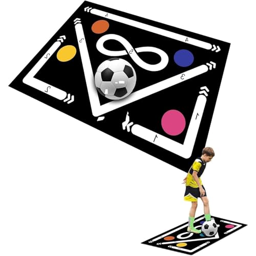 HEQIM Football Footstep Training Mat, Anti-Skid Ball Control Dribble Mat, Silent Shock Absorption Training Mat, for Kids Adults Indoor