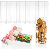 Peohud 80 Pieces Clear Boxes for Favors, 2 x 2 x 6 Inch Transparent Candy Gift Cube Boxes, Plastic Macaron Chocolate Packing Boxes for Wedding, Birthday Party, Bridal Shower