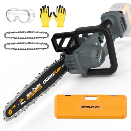GREENFURY 12-Inch Brushless Cordless Chainsaw for Dewalt 20V MAX Batteries