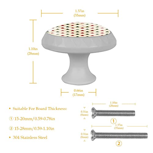 Boutons de placard de cuisine de 3,5 cm en verre pour commode de Noël, lot de 4