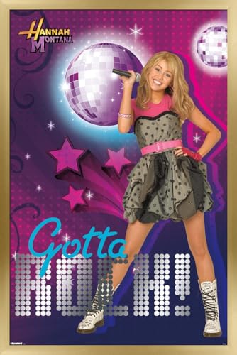Trends International Disney Hannah Montana (2006) - Gotta Rock! Dance Party Wall Poster, 34L x 22.4W, Gold Framed Version