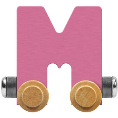 Maple Landmark NameTrain Pastel Letter Car M - Made in USA (Pink)
