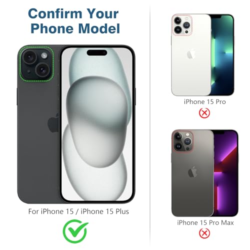 AGVEE 3+3 6 Pack for iPhone 15 6.1\" / 15 Plus 6.7\" Camera Lens Cover Protector, Metal Ring 9H Tempered HD Glass Camera Cover Protector Film, Black