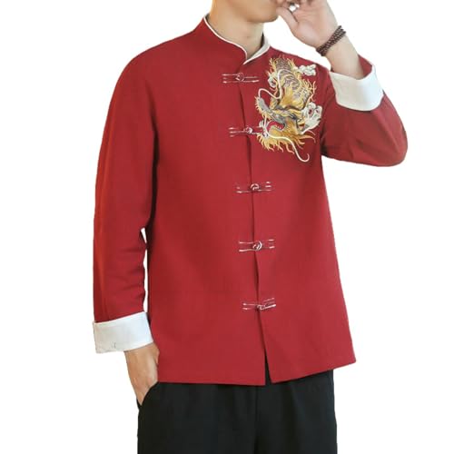 Chemise style chinois rétro homme l'élégance intemporelle du dragon brodé