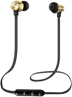 Auriculares Bluetooth, banda para el cuello inalámbrica, intrauditivos con micrófono, auriculares inalámbricos extra graves, para gimnasio, deportes al aire libre, entrenamiento (dorado)
