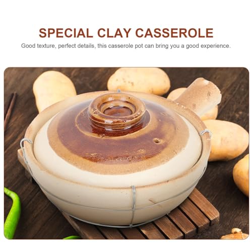 LIFKOME Pottery Casserole Pot 0.8L Ceramic Cooking Dish with Single Handle Heat-Resistant Kitchen Food Stew Pot for Home and Restaurant Use