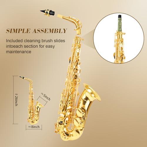 image for Soulmate Alto Saxophone E Flat Beginner Saxophones with Case, Mouthpie
