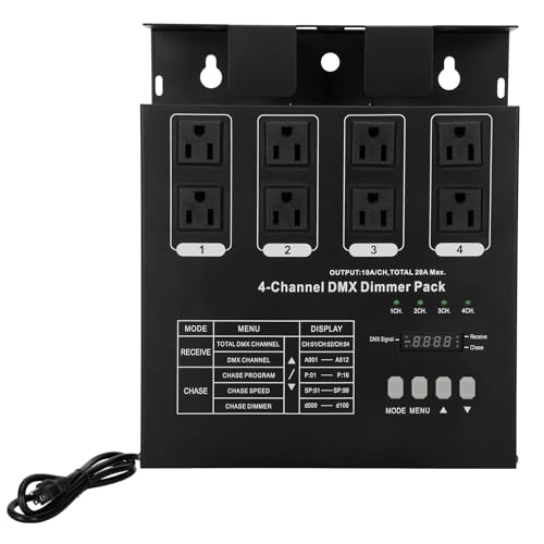 GMKYH Dmx Dimmer Pack,4 Channel Dmx512 Dimmer Pack， Lighting Controller, DMX 4-Channel Dimmer Pack Suitable for Stage Lighting Control