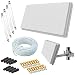Produktbild Sat Flachantenne Quad H30D4 + SAT-Finder + 50m Kabel + netshop 25 Anschluss Set (4 Fensterdurchführung + 16 F-Stecker + 8 Wetterschutztüllen)