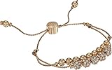 GUESS Womens Double Row Round Bead and Fireball Slider Bracelet