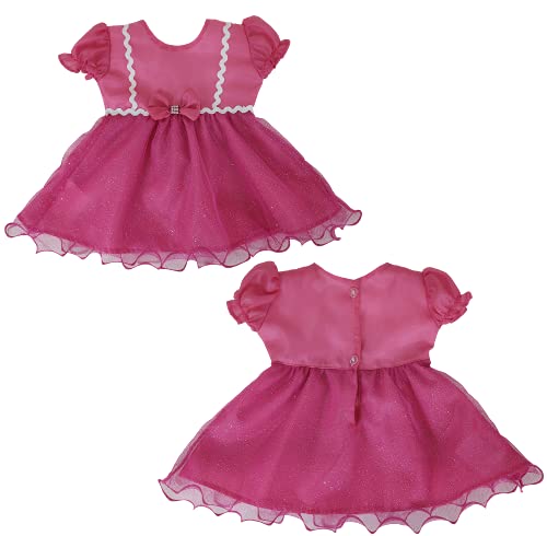 Vestido + Calcinha de Princesas Para Bebê Reborn Roupas de Bonecas (Pink)