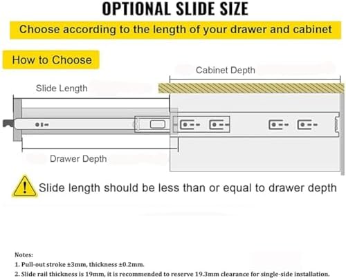 Generic Drawer Slides 1 Pair Locking Rail Tool Box Glides 250lbs Load Capacity Side Mount Ball Bearing Runners 10 22 28 34 46 50 54 58 60 Inch 3-Fold Full Extension(400mm/16inch)