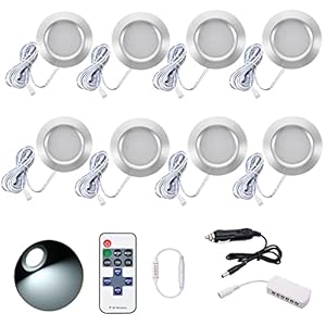 JUTTAUTO 12V Interior LED Spot Lights, Campervan lights, Dimmable Roof Ceiling Down Lights with Remote Control…