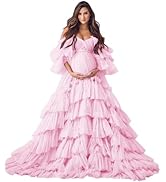 FEBUBETT Puffy Tulle Maternity Dresses for Photoshoot Off Shoulder Bridal Lingerie Baby Shower Pr...