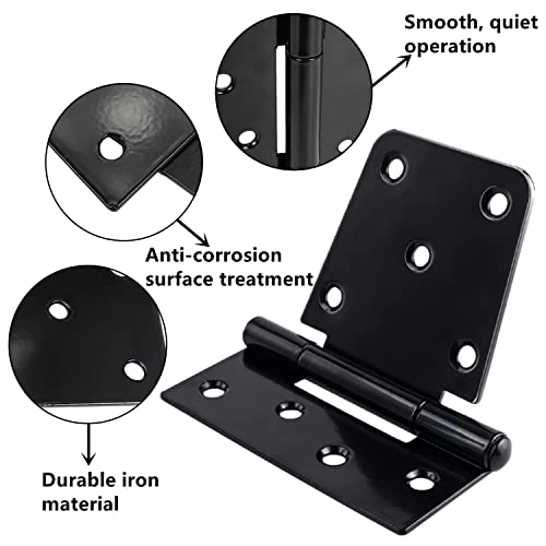 Rhblme 6 Pack Heavy Duty Hinges For Gates, 3.5 Inch Black Iron Tee Strap Black Door Hinges, Wrought Hardware Iron Rustproof Hinges With Stainless Steel Screws - Used For Shed Barn Wood Fence Gate #TOP3