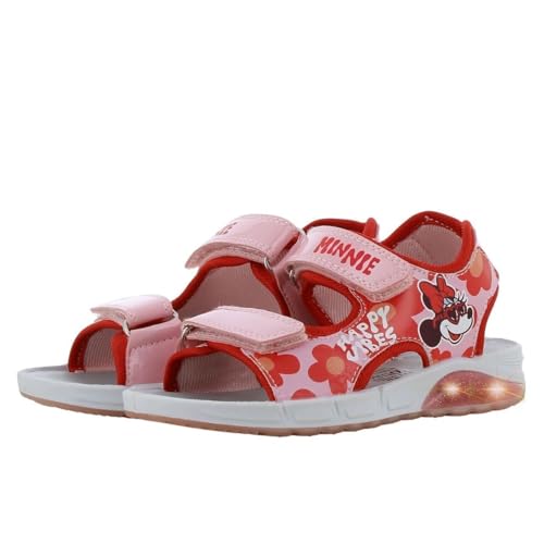 Leomil Disney Minnie Sandales Fille Girl Sandale 27, Sandale enfant lumineuse, Rose