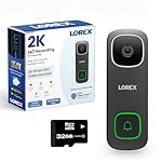 Lorex 2K Wired WiFi Smart Video Doorbell Camera w/No Subscription Fee - Smart Security Lighting, Night Vision, Motion Detection, Requires Existing Wiring (Black)